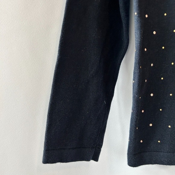 Tommy Hilfiger Women's Navy Blue Gold Studded Knit V-Neck Sweater Size Small - Picture 4 of 8